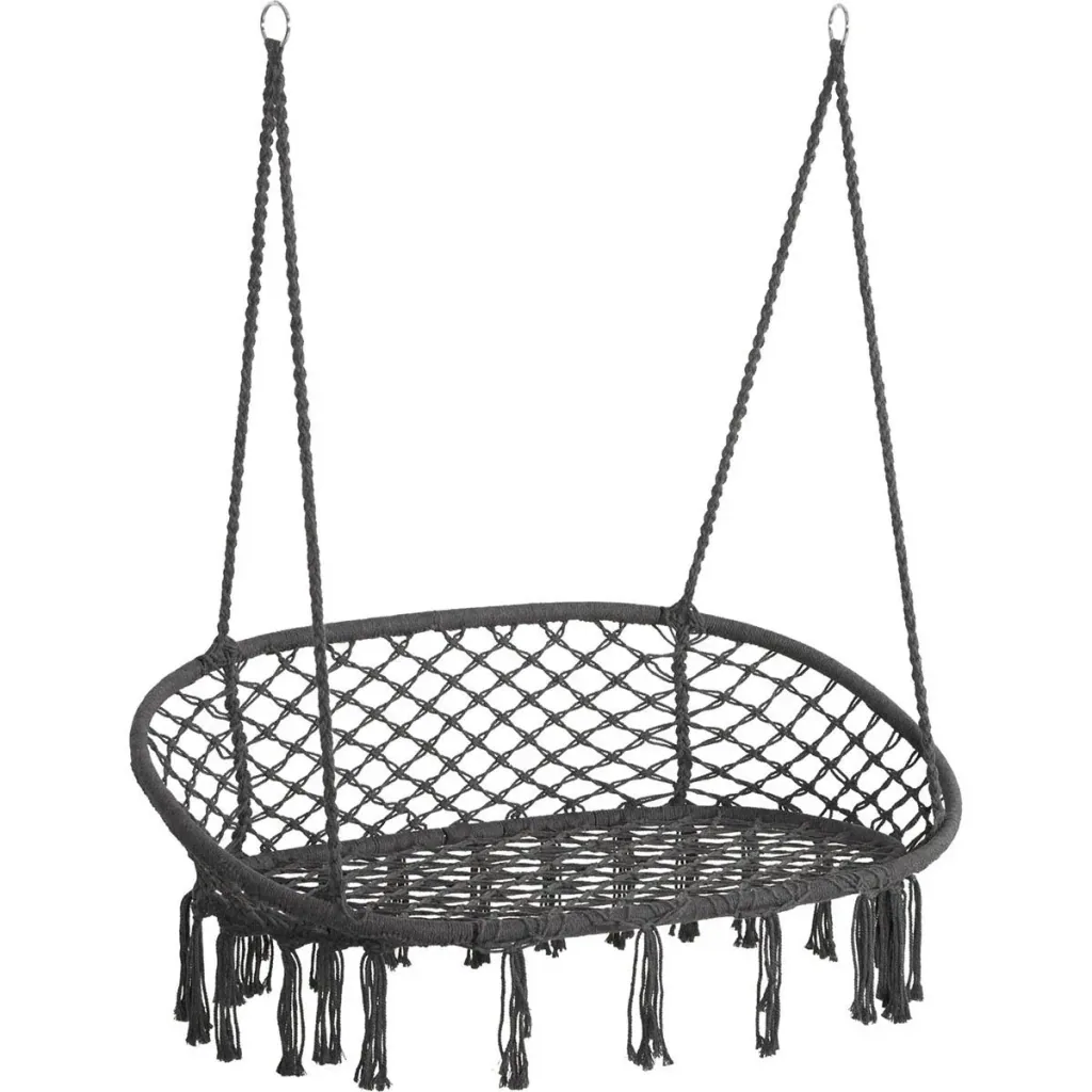 Hängesessel 2-persönlich - Boho-Stil - Grau - 130 x 70 x 35 cm