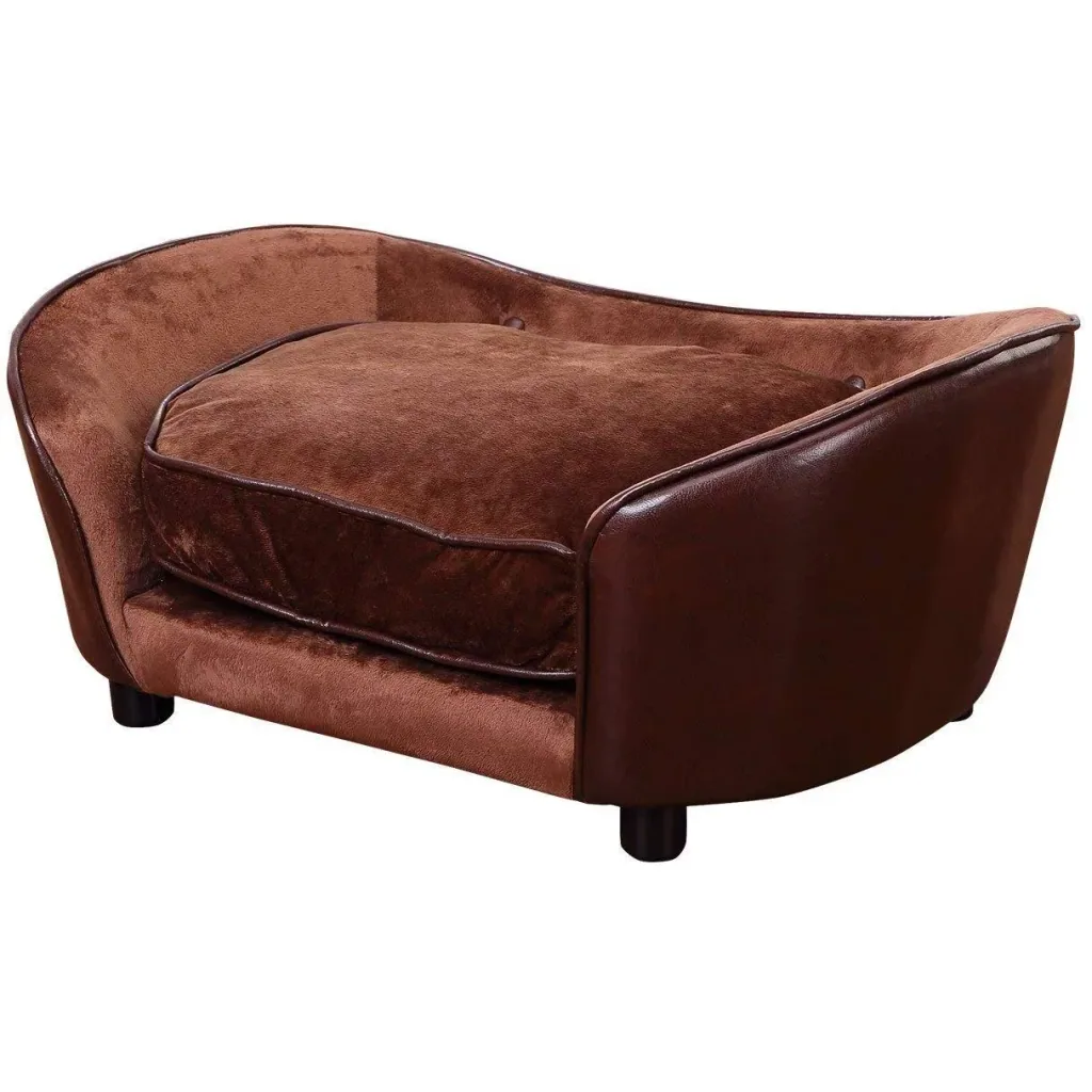 Hundematte Hundebett Hundesofa mit Kissen Rückentasche Kaffeebraun