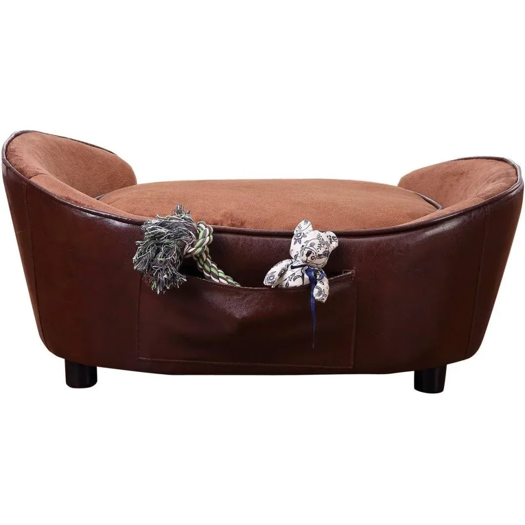Hundematte Hundebett Hundesofa mit Kissen Rückentasche Kaffeebraun