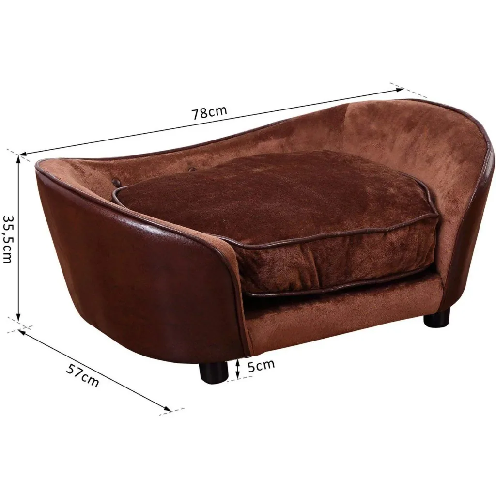 Hundematte Hundebett Hundesofa mit Kissen Rückentasche Kaffeebraun