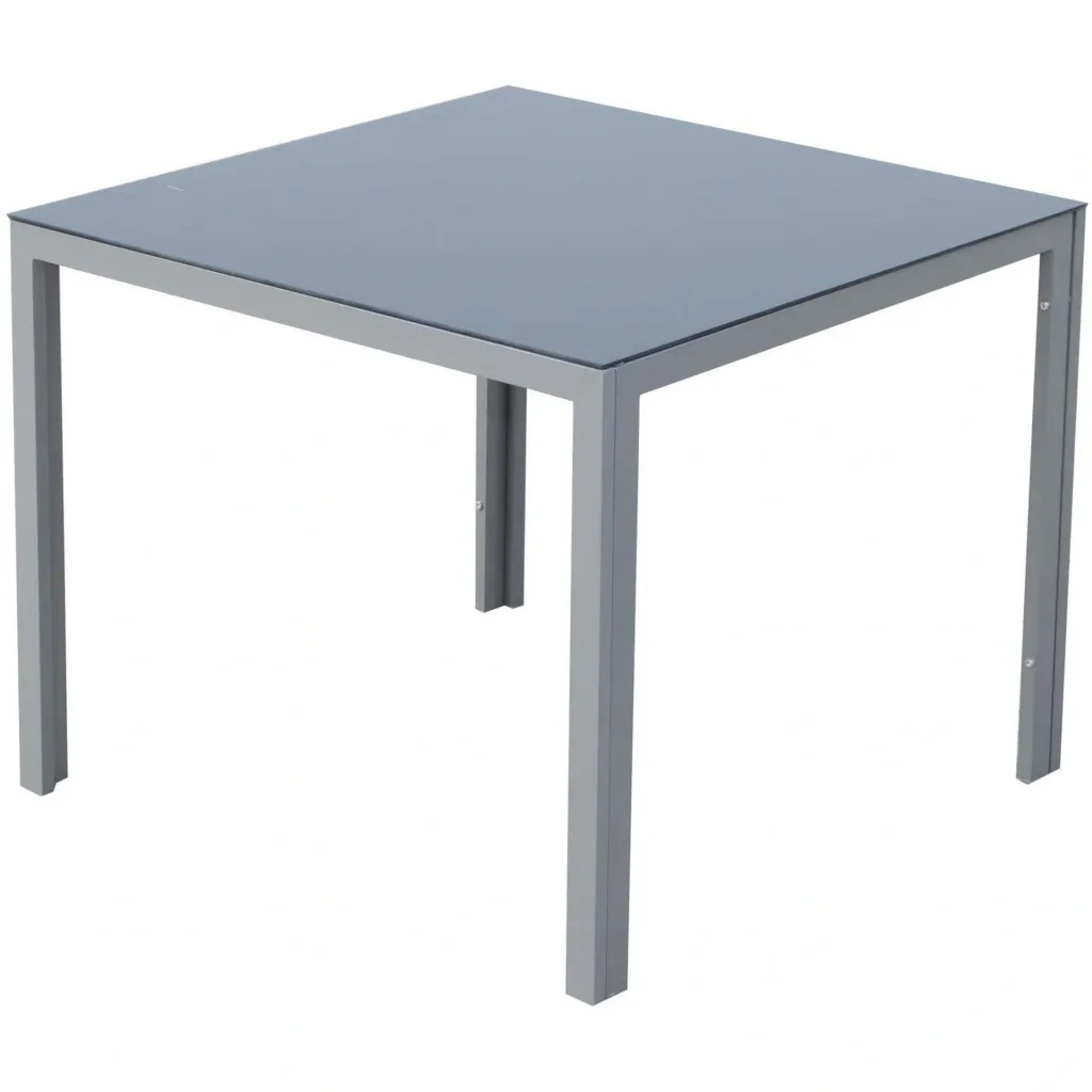 Alu Gartentisch Esstisch mit Glasplatte 87x87cm