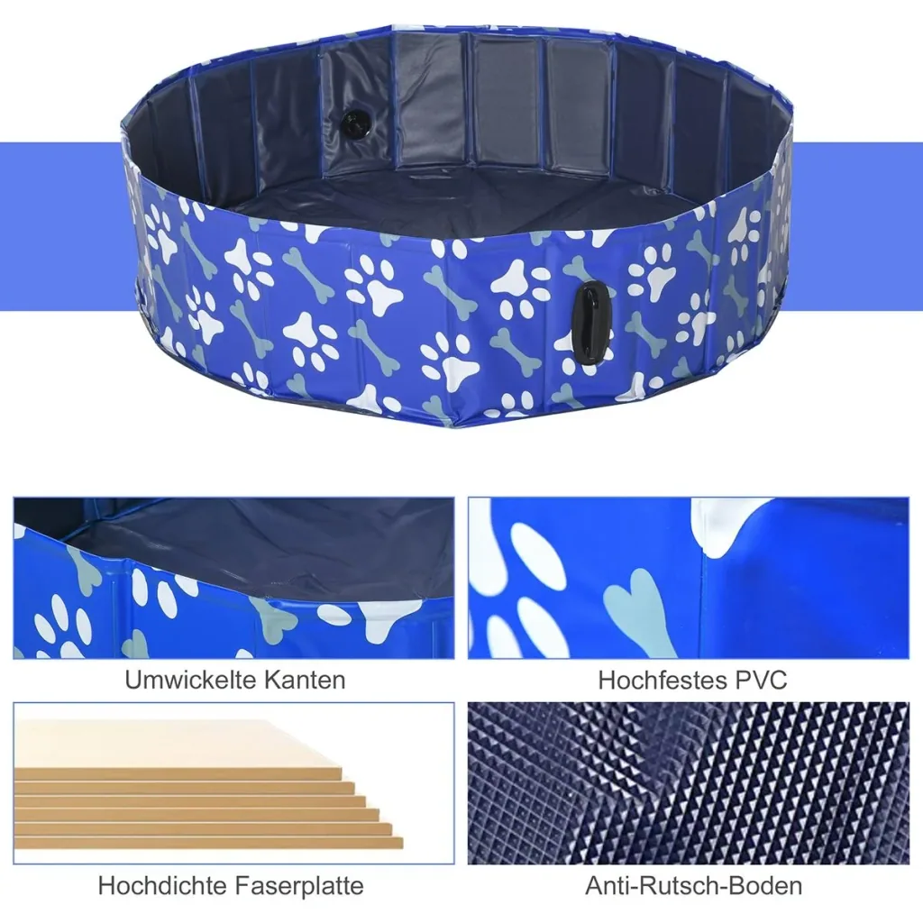 Hundepool mit Wasserablassventil blau