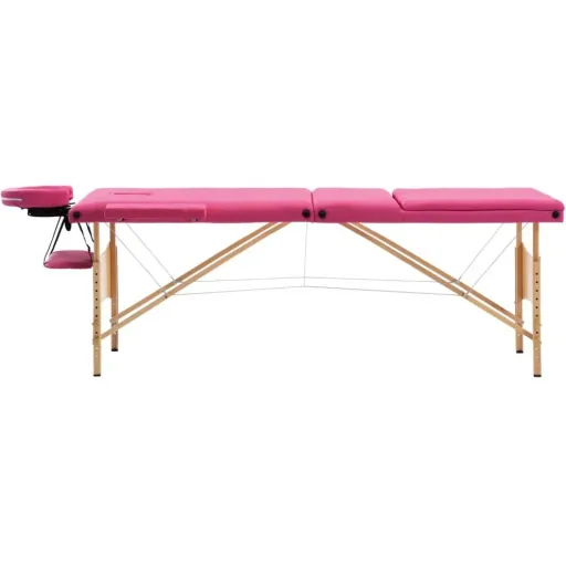 Klappbarer Massagetisch 3 Zonen Holz rosa