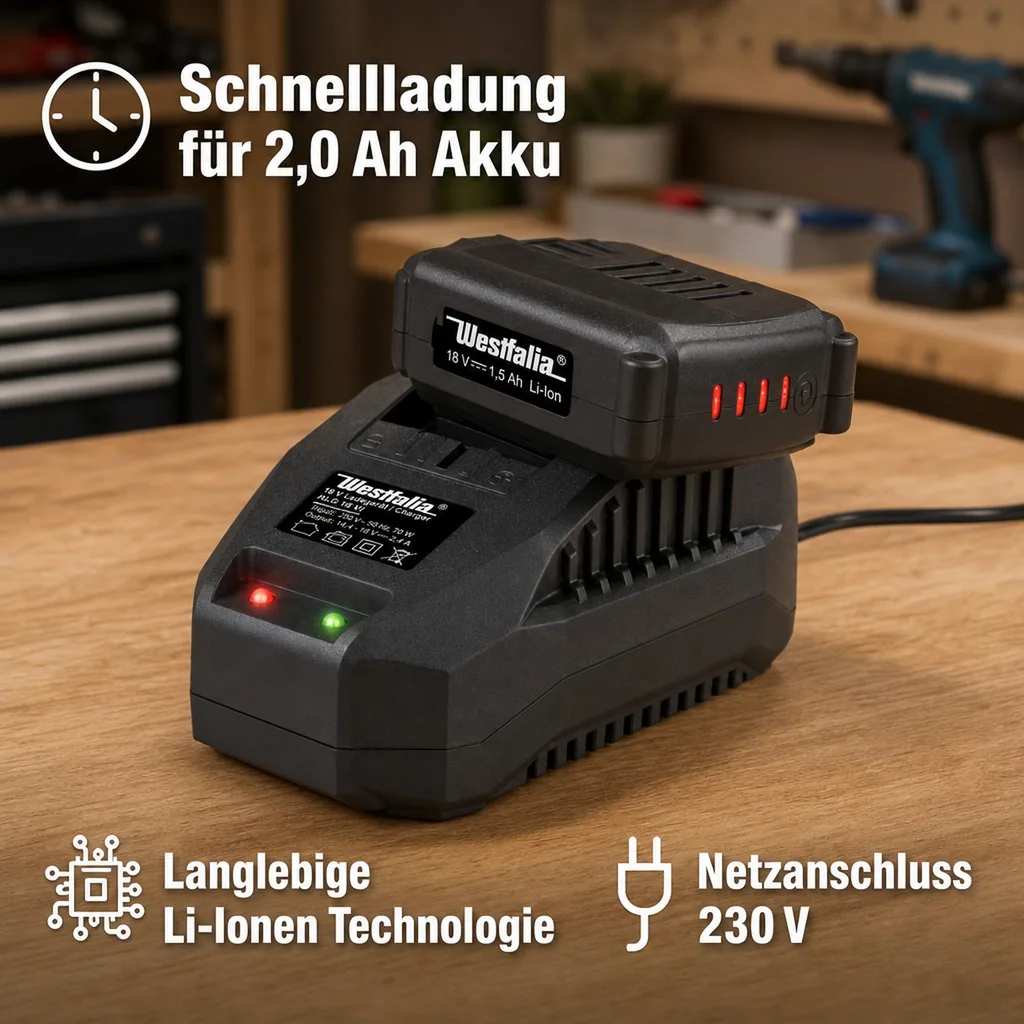 Starter Set 18 Volt Li-Ionen Familie: 1 x Akku 1,5 Ah + 1 x Ladegerät