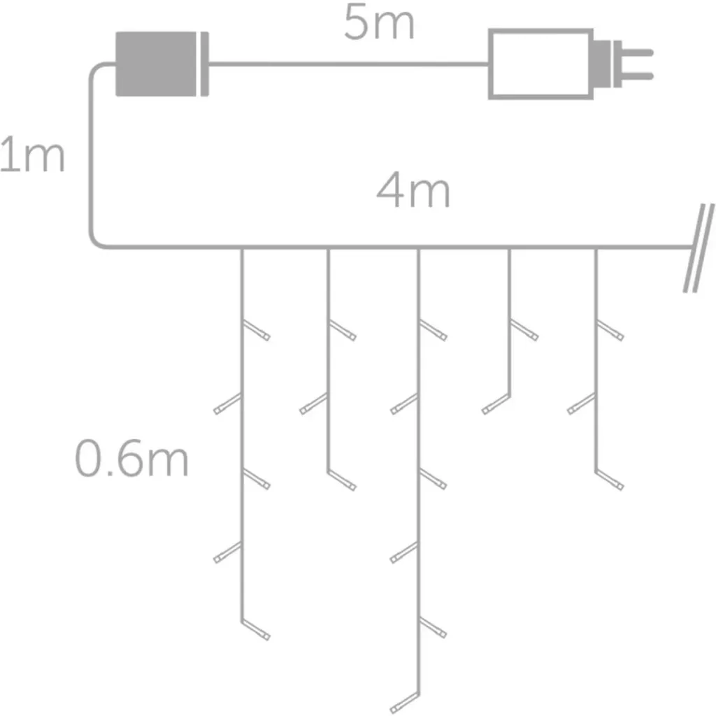 Vellight Eiszapfen-Weihnachtsbeleuchtung - 4 x 0,6 M - 144 LEDs - Warmweiß - Innen & Außen