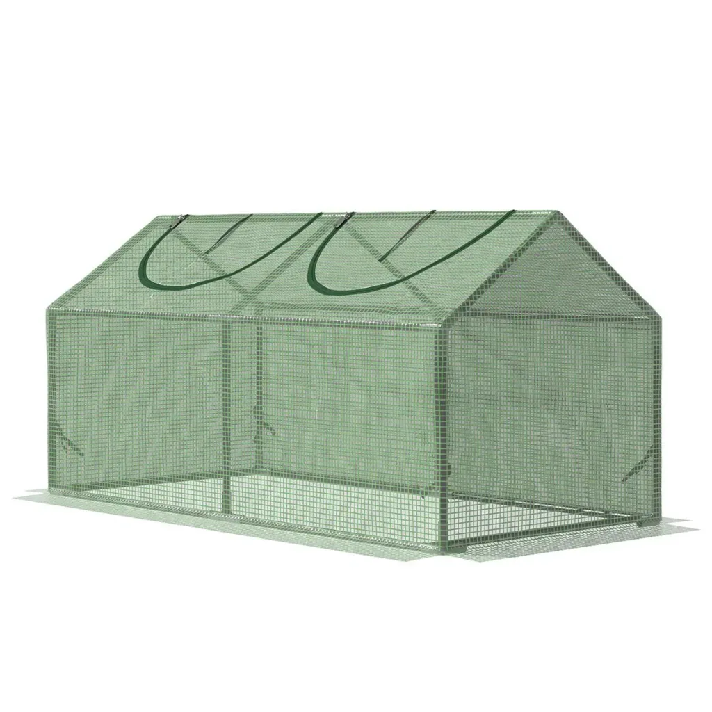 Polygewächshaus mit Fenster PE Gewächshaus Tomatenhaus Frühbeet 119 x 60 x 60 cm grün