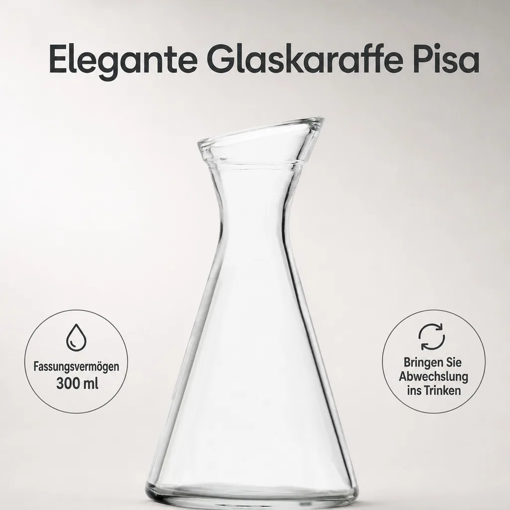 Wasserkaraffe, Glaskaraffe, Weinkaraffe - Pisa, 0,3 l