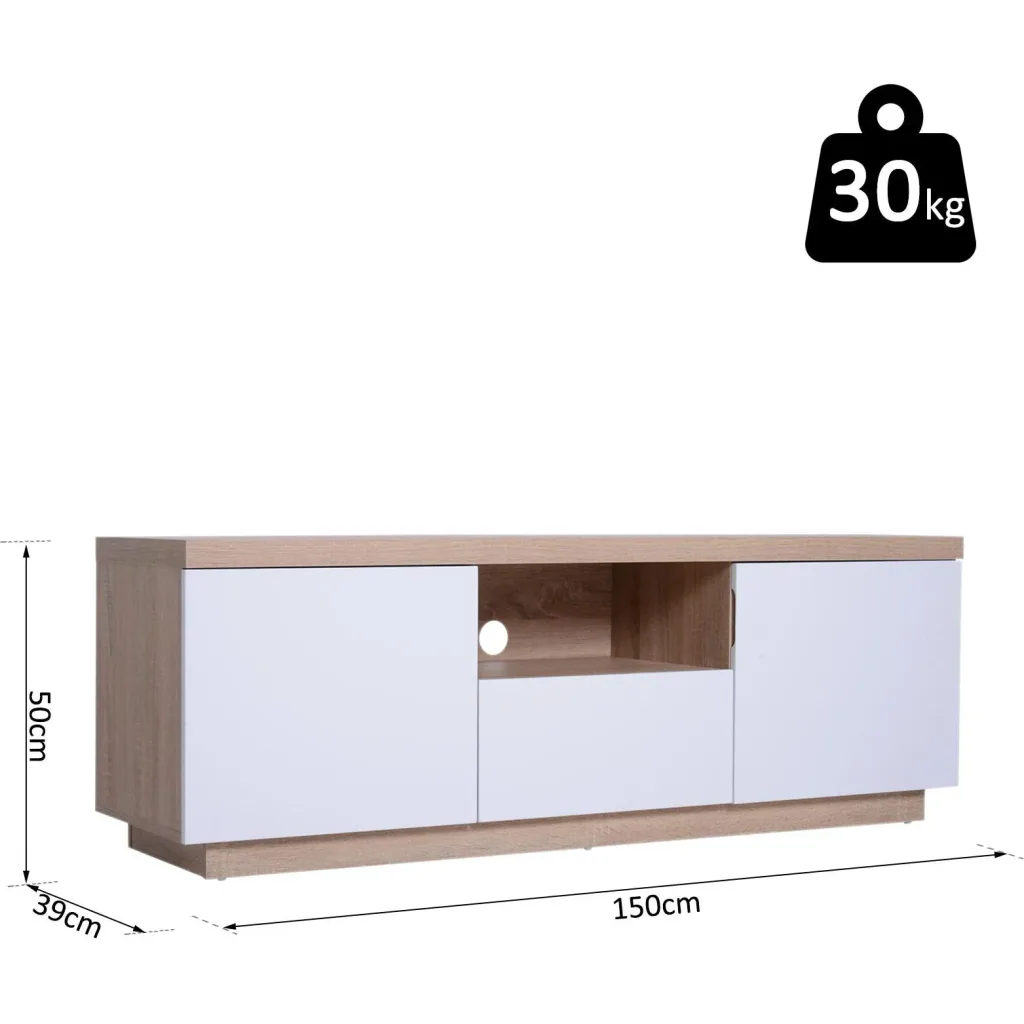 Fernsehtisch Fernsehschrank TV-Board Lowboard TV-Schrank Unterschrank 1 x Schublade 2 x Schränke 150 x 39 x 50 cm