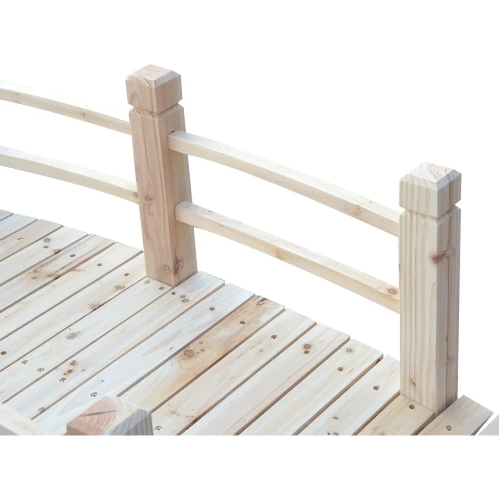 Gartenbrücke Holzbrücke Holzsteg Teichbrücke Zierbrücke mit Geländer bis 180 kg Tannenholz Natur 152,5 x 67 x 48 cm