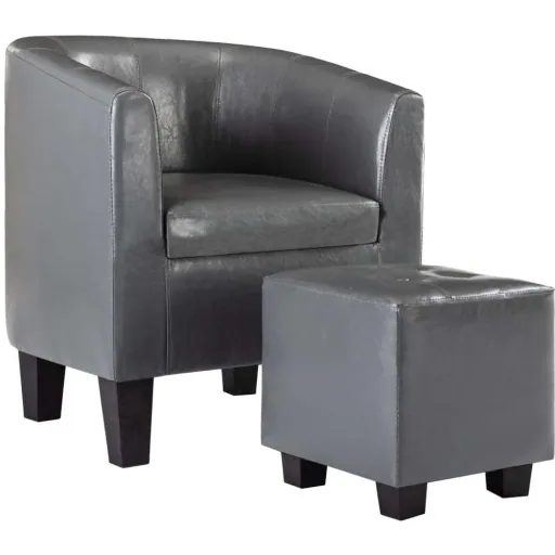 Schalensitz mit Ottomane Leder grau