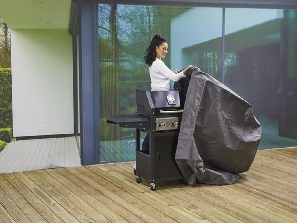 Premium-Schutzhülle für Grill, perfekte Passform 110x195x70 cm, wetterfest, hält den Grill einsatzbereit, ideal für Grill-Enthusiasten, grau