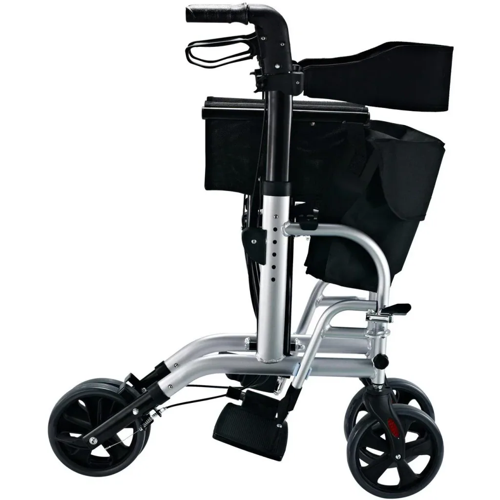 Rollator 2 in 1 Transportstuhl Gehhilfe höhenverstellbar Alu