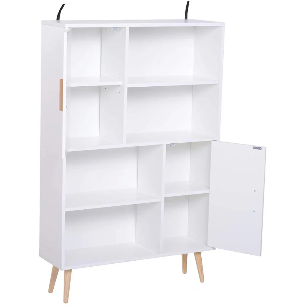 Standregal Bücherregal mit 8 Fächern 100 kg Belastbarkeit Kiefernholz Weiß 80 x 23,5 x 123 cm