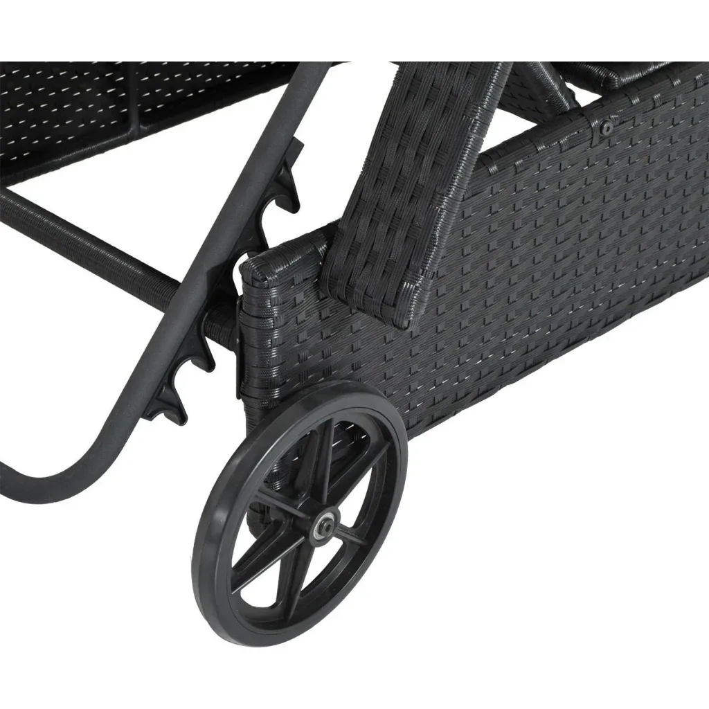 Mobile Gartenliege schwarz Rattanliege Polyrattan