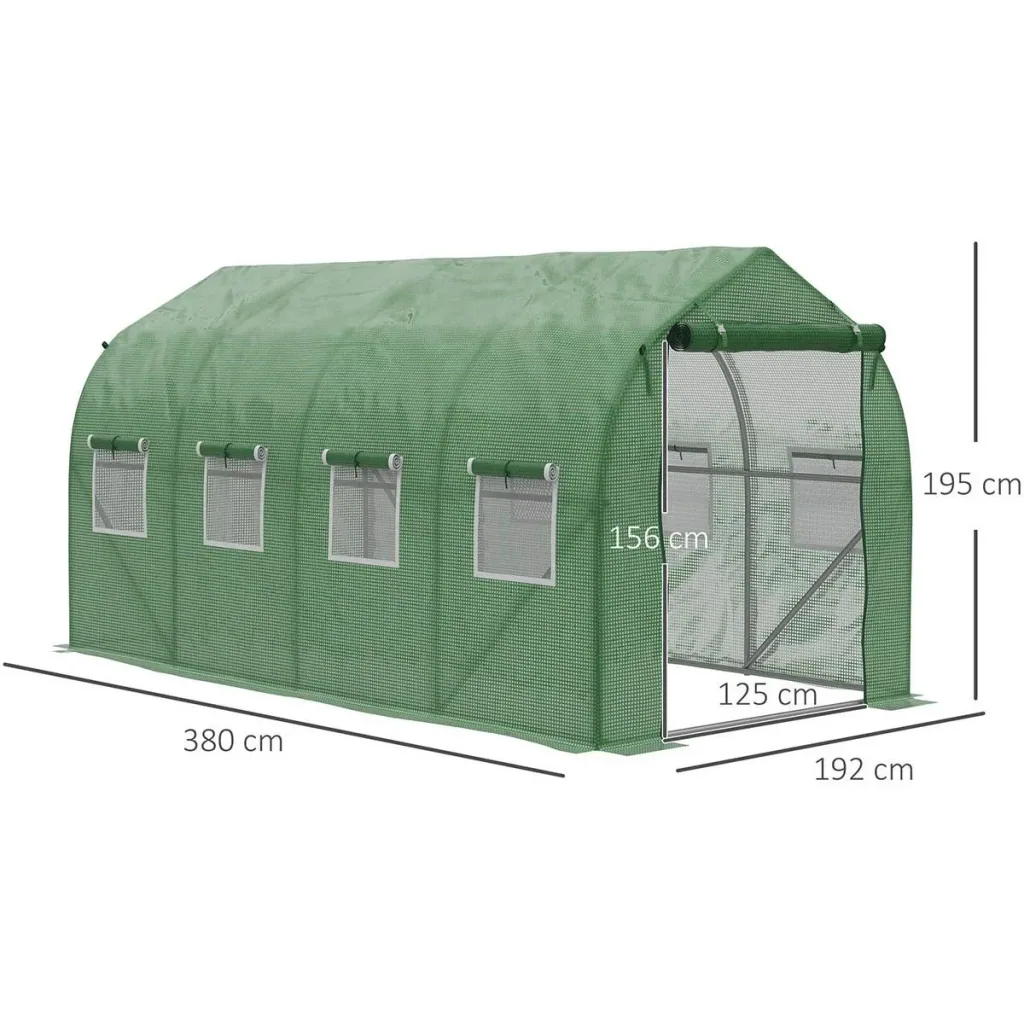 Foliengewächshaus begehbares Polytunnel 4 x 2 m Gewächshaus Treibhaus Frostschutz Stahlrohr Dunkelgrün