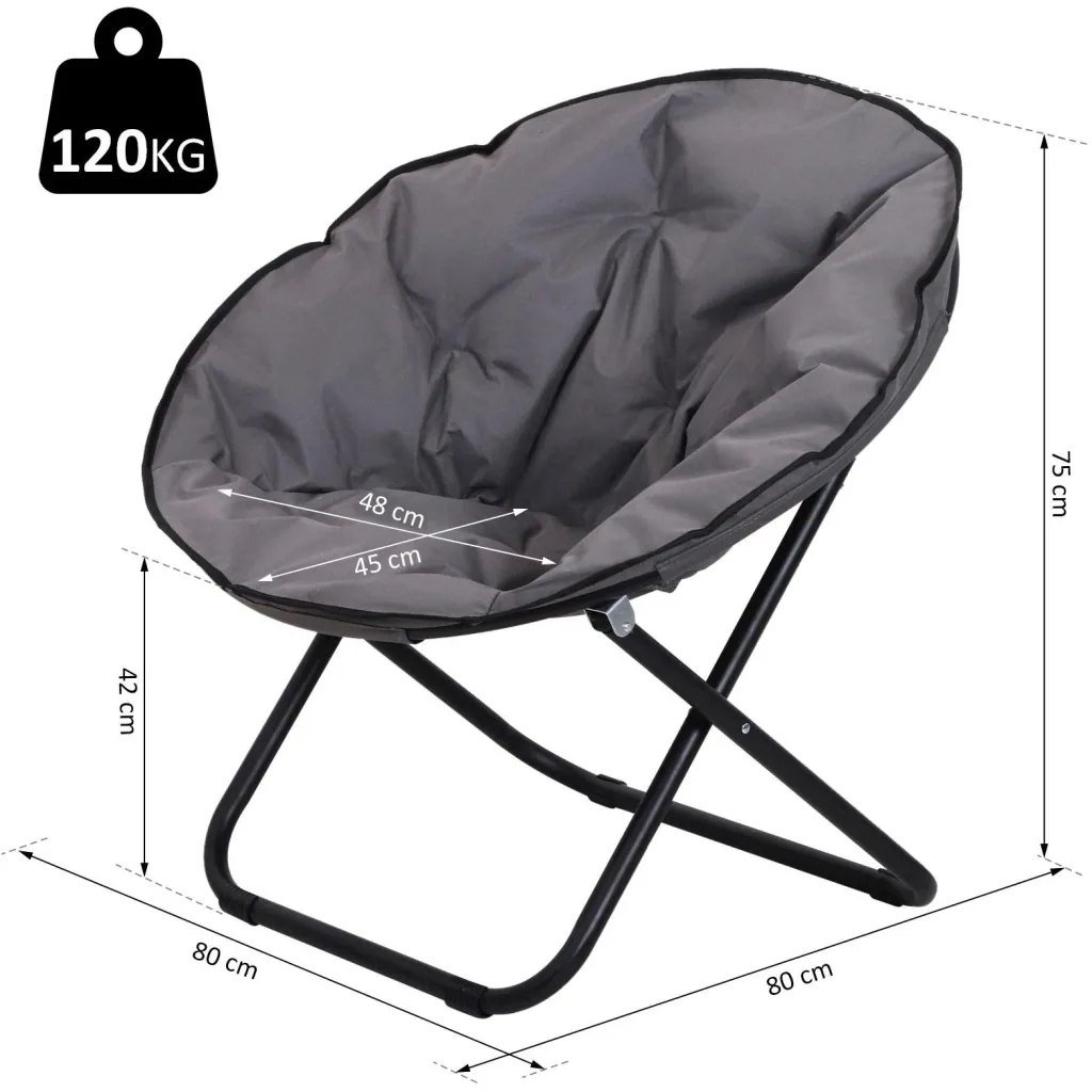 Klappstuhl Klappsessel Campingstuhl Gartenstuhl faltbar Grau 80 x 80 x 75 cm