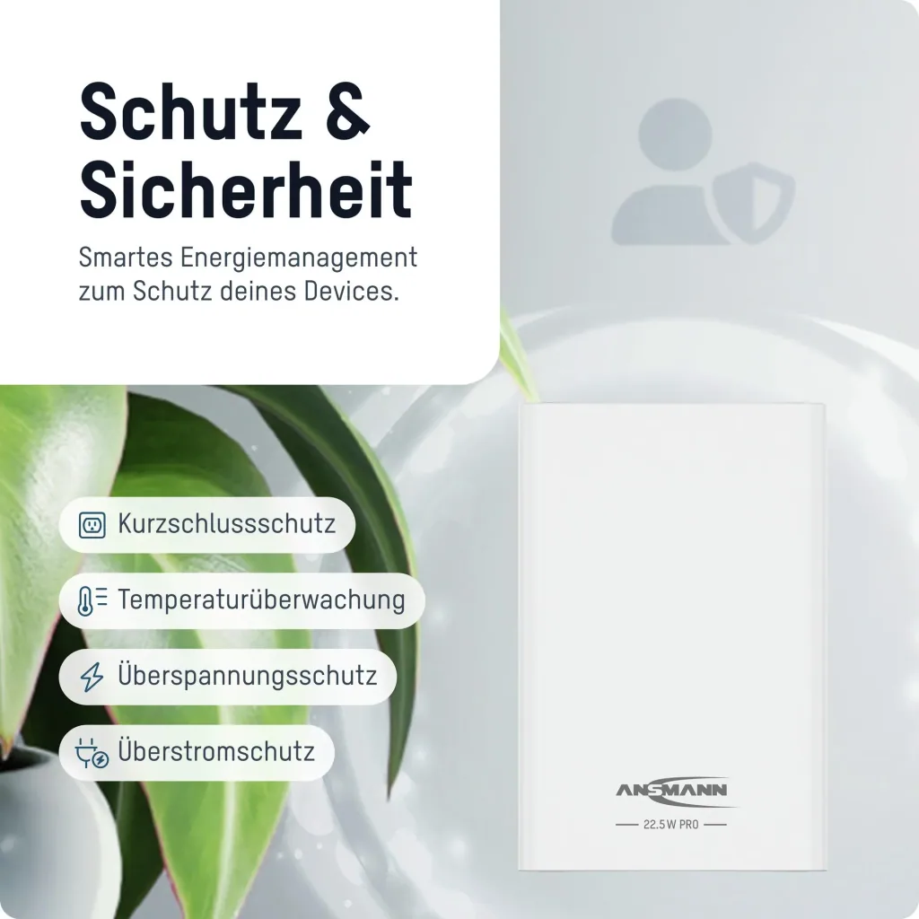 Powerbank 10000 PS222PD, Quick Charg 3.0 und Huawei Supercharge - weiß
