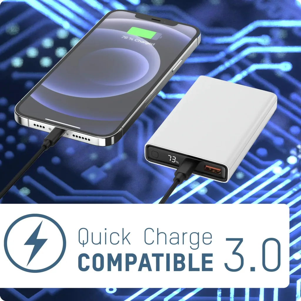 Powerbank 10000 PS222PD, Quick Charg 3.0 und Huawei Supercharge - weiß