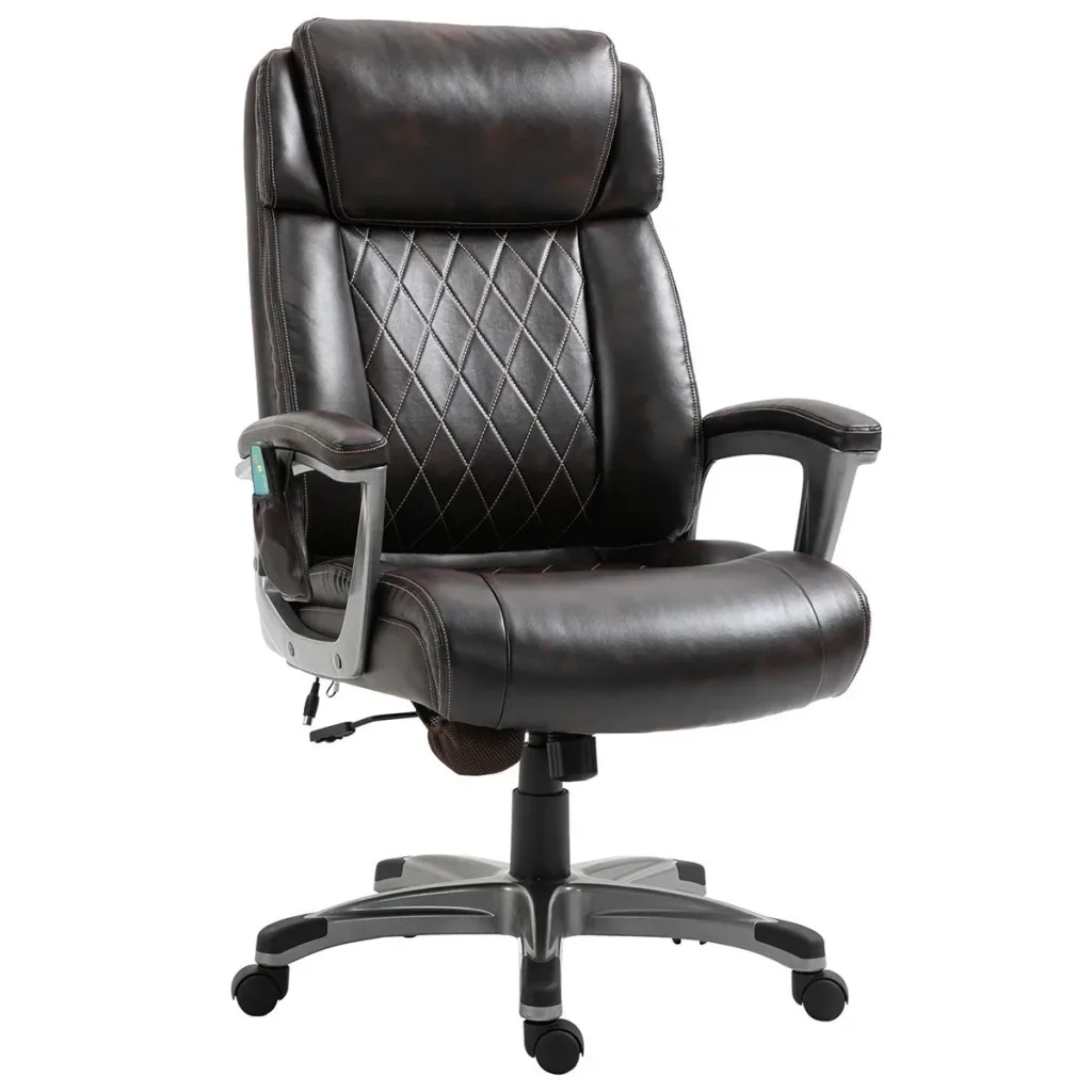 Massage-Bürostuhl 6-Punkt-Massage-Drehstuhl aus Kunstleder mit gewölbter Kopfstütze und Armlehne Braun 70 x 76,5 x 114-1
