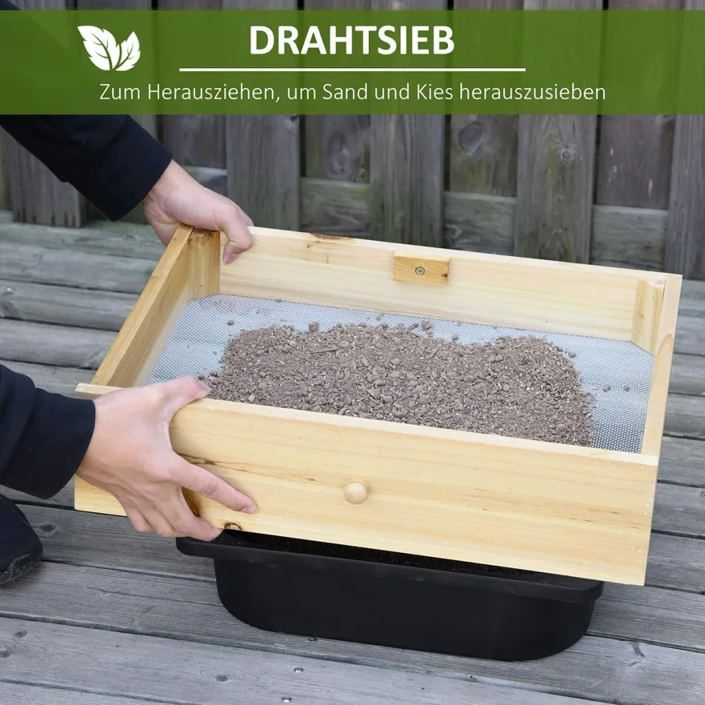Pflanztisch Gärtnertisch mit waschbecken Blumentisch aus Holz mit Schublade Haken Korb Ablage Garten Terrasse Natur 107,