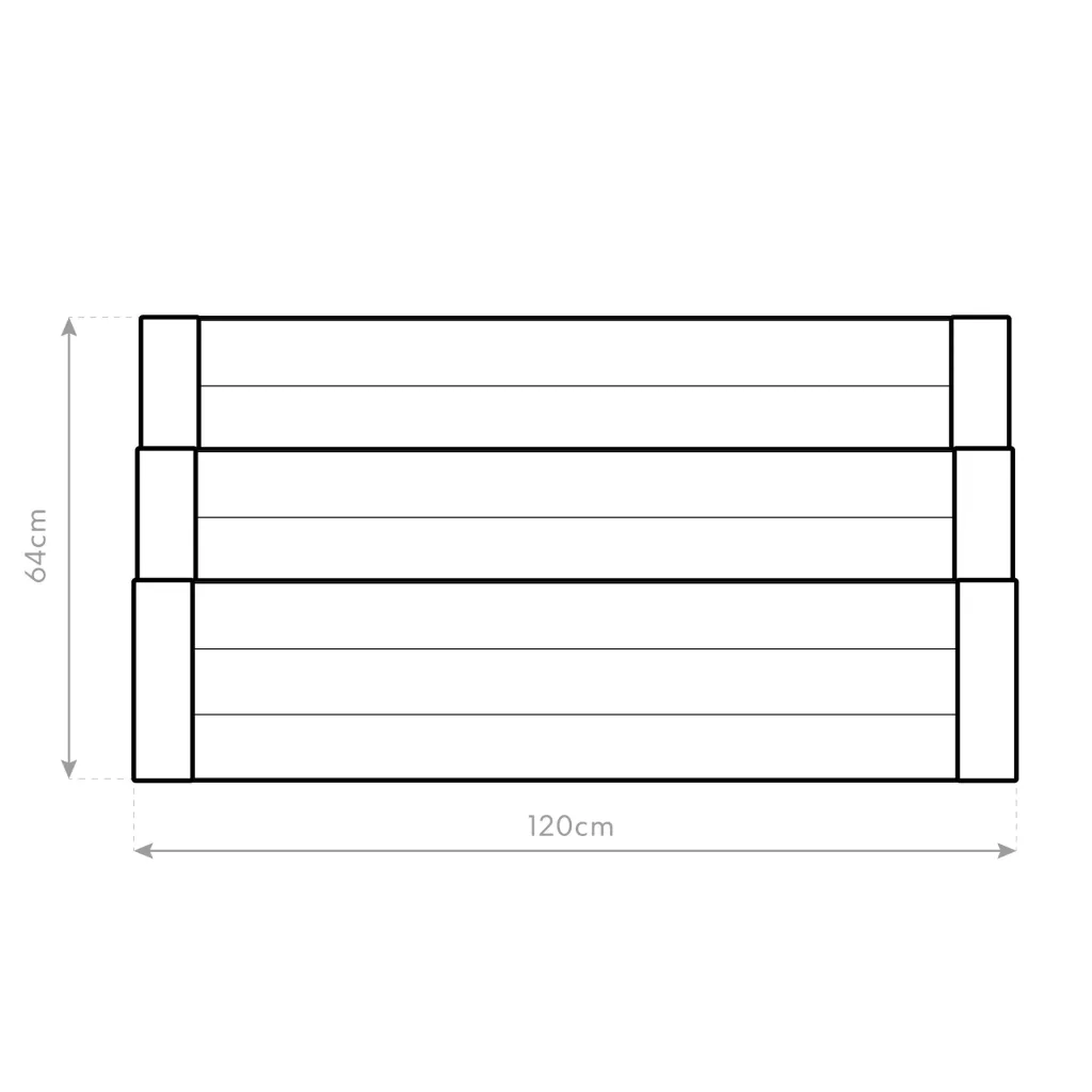 Westmann Hochbeet Anna, 120×76×64 cm, Natur – 3-stufiges Treppen-Hochbeet aus Holz