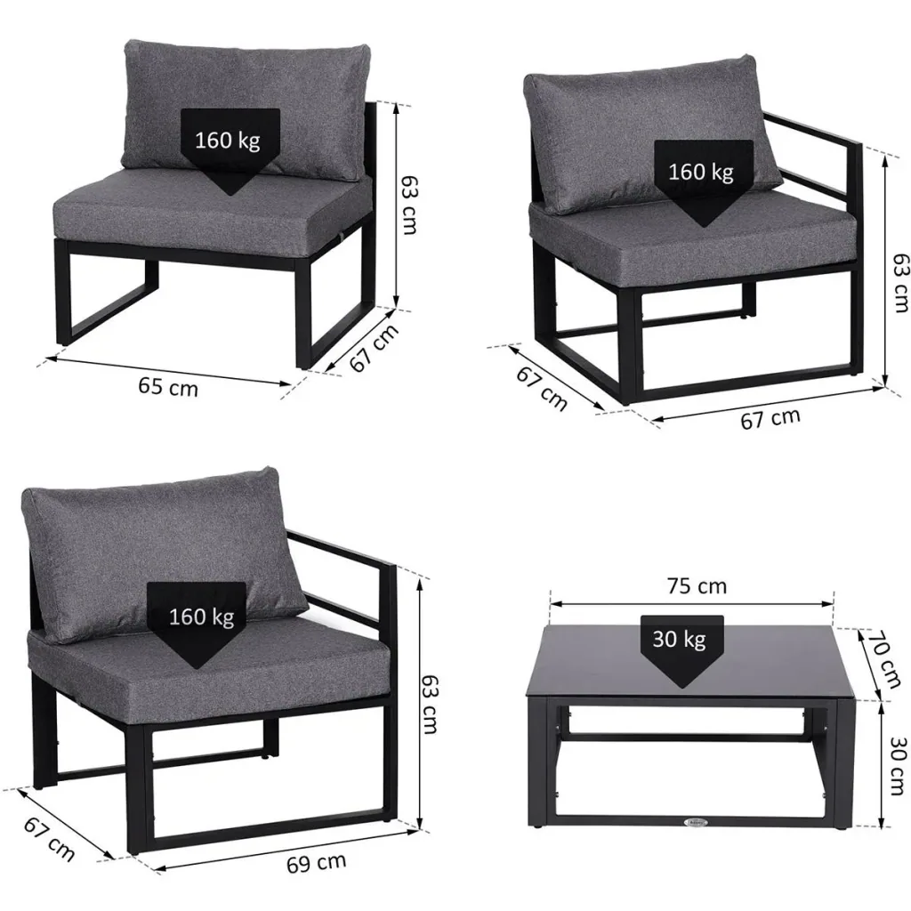 Gartensofaset für 4 5 Personen grau