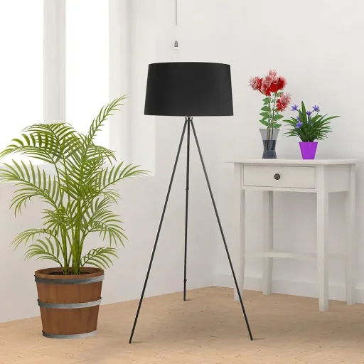 Stehlampe Tripod Schlafzimmer Standleuchte Stehleuchte 40W Skandinavisch schwarz ?48 x 156 cm