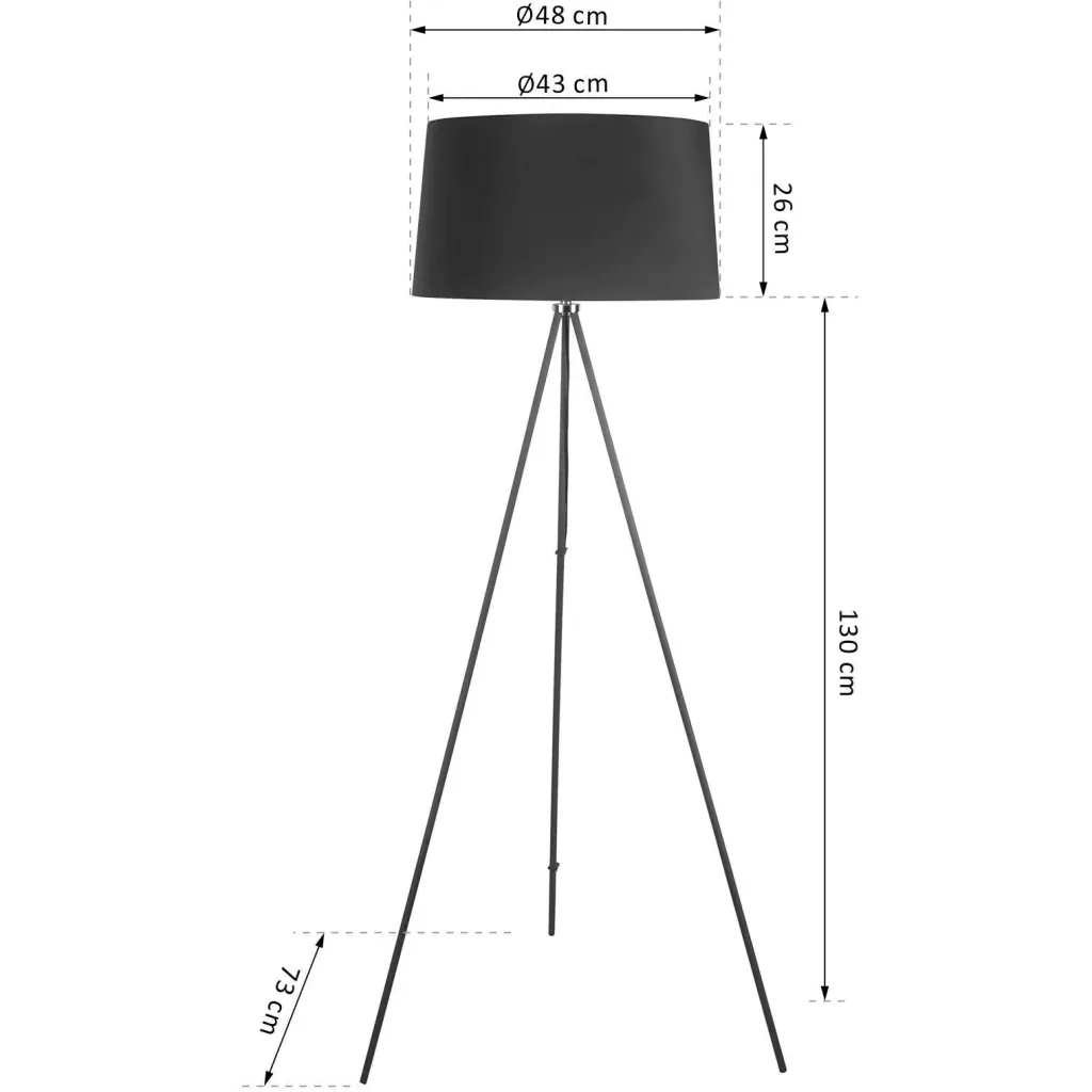 Stehlampe Tripod Schlafzimmer Standleuchte Stehleuchte 40W Skandinavisch schwarz ?48 x 156 cm