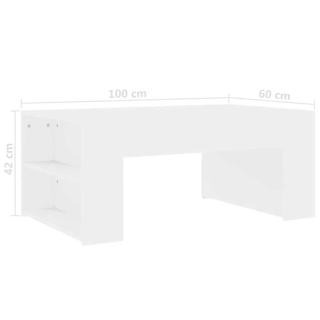 Couchtisch 100x60x42 cm Spanplatte weiß