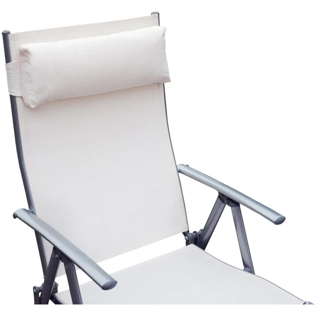 Sonnenliege Strandliege Relaxliege klappbar mit Kissen Cremeweiß 137 x 63,5 x 100,5 cm