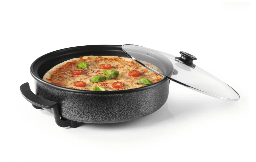 Pizza-Pfanne mit Deckel, elektrisch, Schwarz, 17,5 x 45 x 41 cm, 1500 Watt