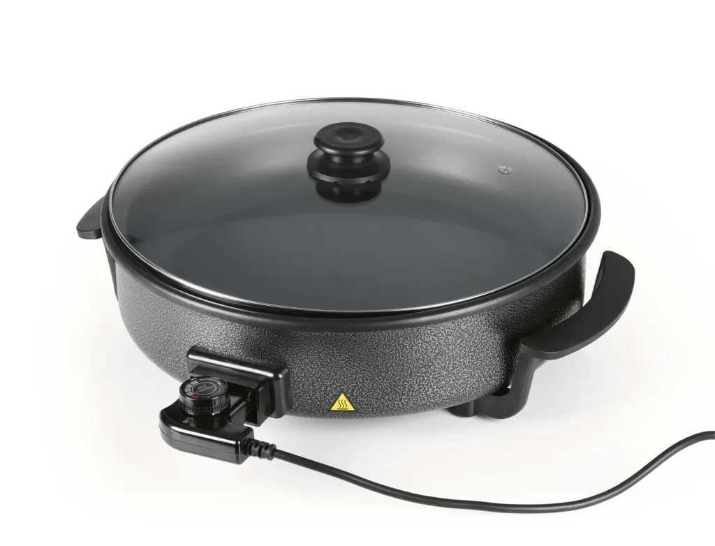 Pizza-Pfanne mit Deckel, elektrisch, Schwarz, 17,5 x 45 x 41 cm, 1500 Watt