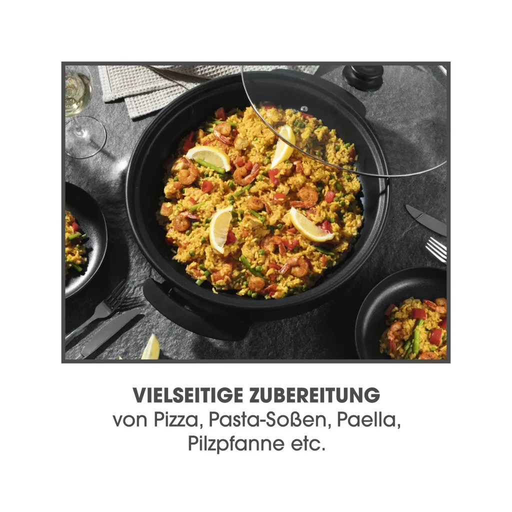 Pizza-Pfanne mit Deckel, elektrisch, Schwarz, 17,5 x 45 x 41 cm, 1500 Watt