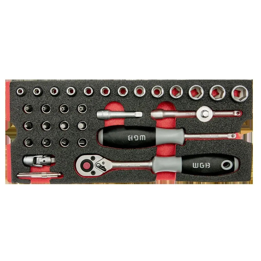 Werkstattwagen - 5 Schubladen, bestückt mit 6 Modulen, 103-teilig