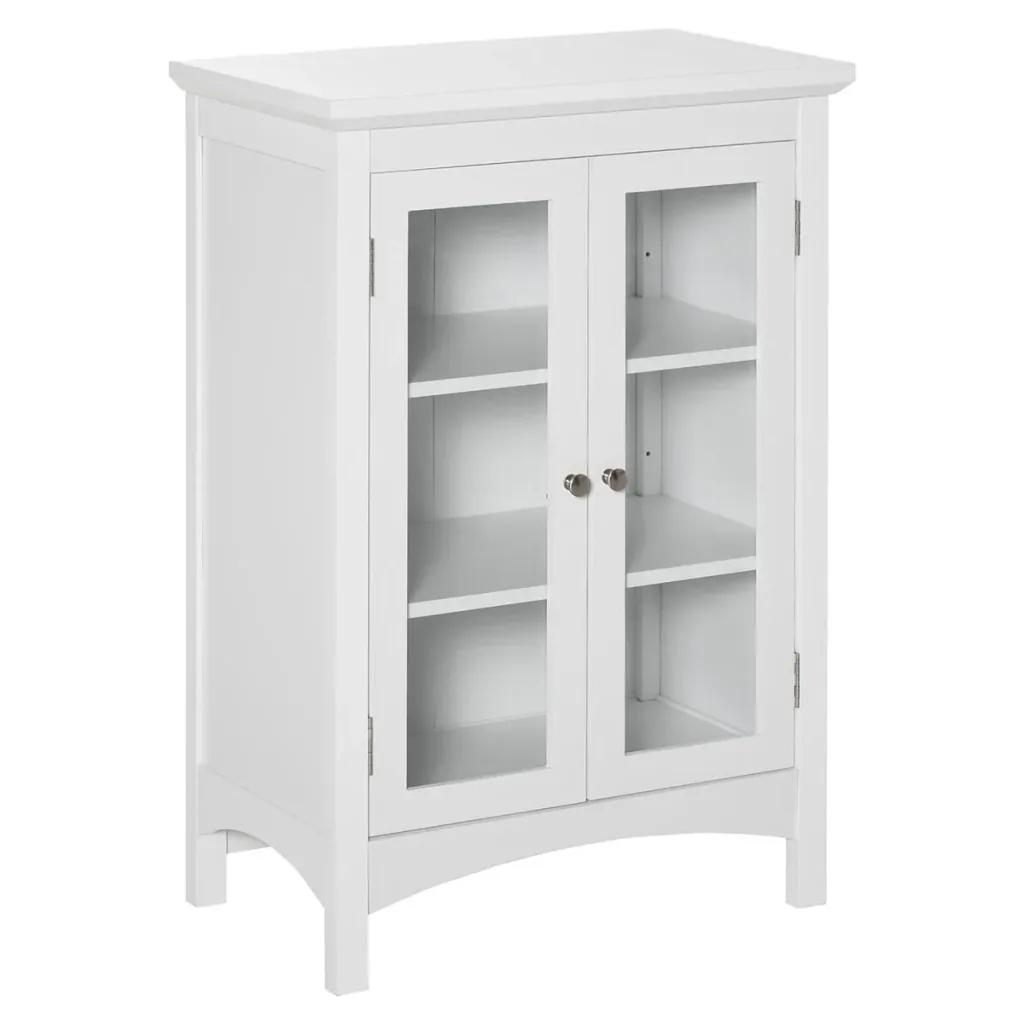 Kücheschrank Sideboard Kommode Aufbewahrungsschrank mit Glastür und verstellbarer Einlegeböden Esszimmer Wohnzimmer MDF