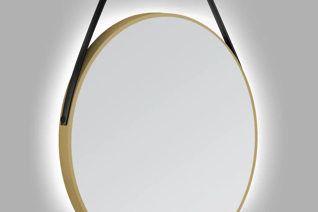 Dekorativer runder Wandspiegel mit indirekter LED Beleuchtung in gold matt Ø 80 cm