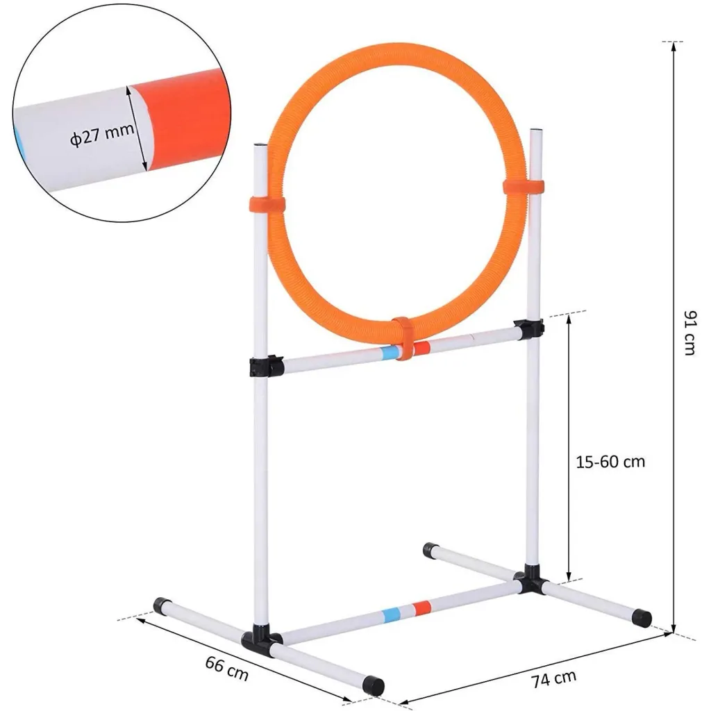 Hundetrainingsset Springring für Haustier-Agility-Training tragbar PE Weiß + Orange 74,5 x 66 x 91 cm