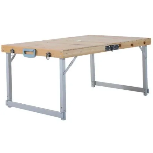 Holz 5tlg Campingtisch Set Picknick Koffertisch Alu
