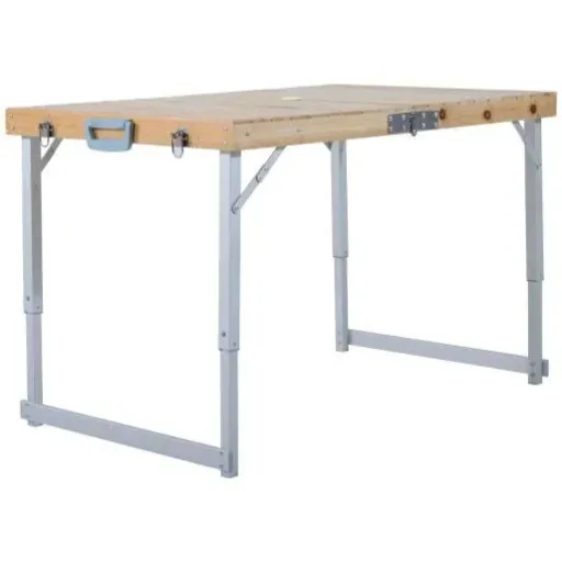 Holz 5tlg Campingtisch Set Picknick Koffertisch Alu