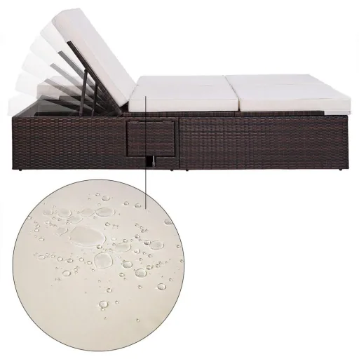 2-Personen-Liege XL Polyrotan braun - creme 193 x 160 x 33cm