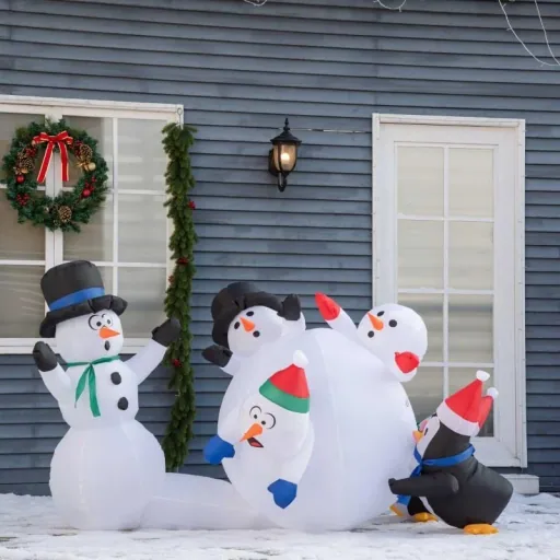 aufblasbarer Schneemann mit LED-Leuchten Weihnachten Schneemann