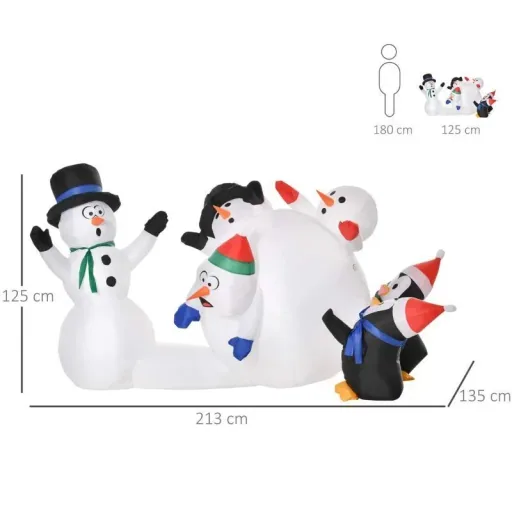 aufblasbarer Schneemann mit LED-Leuchten Weihnachten Schneemann