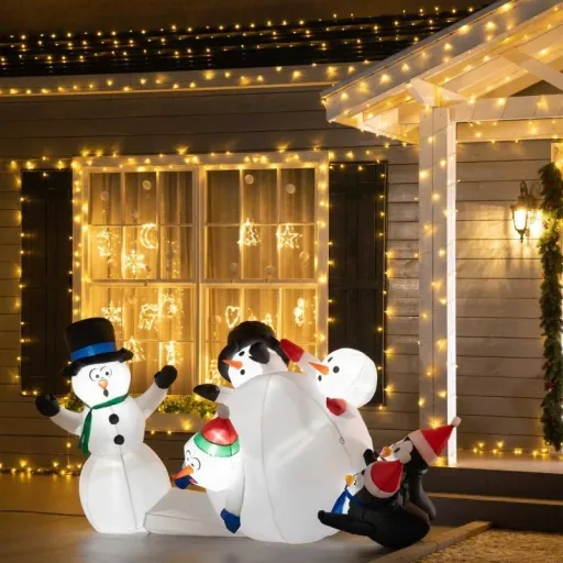 aufblasbarer Schneemann mit LED-Leuchten Weihnachten Schneemann