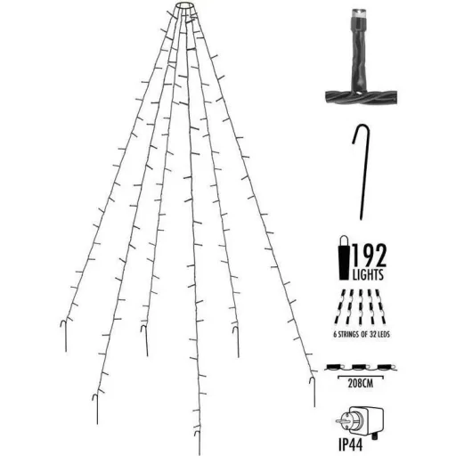 Pro Garden Flagpole Lichter - 360 LED's - 8 Meter - warmweißes Licht - wasserdicht