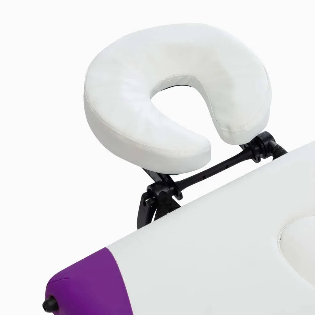 Klappbarer Massagetisch 3 Zonen Aluminium weiß und lila