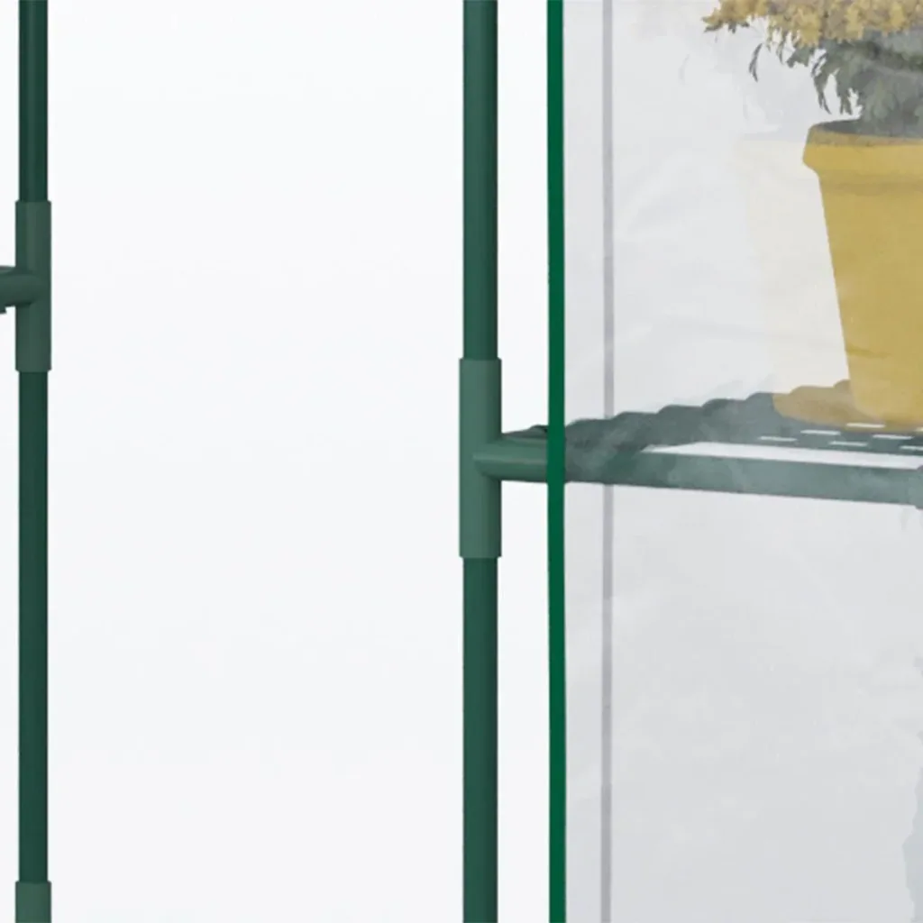 Foliengewächshaus begehbares Gartenhäuschen Tomatengewächshaus Treibhaus Frühbeet mit 6 Regalen Transparent Stahl PVC-Ku