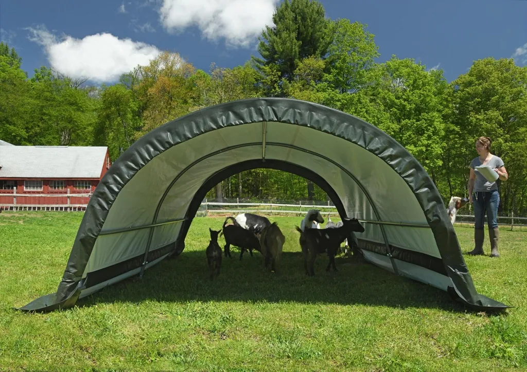 ShelterLogic Weidezelt Run-In-Shed 7,8 m² Grün, 260×300 cm – kompakter Unterstand für Weidetiere, wetterfest