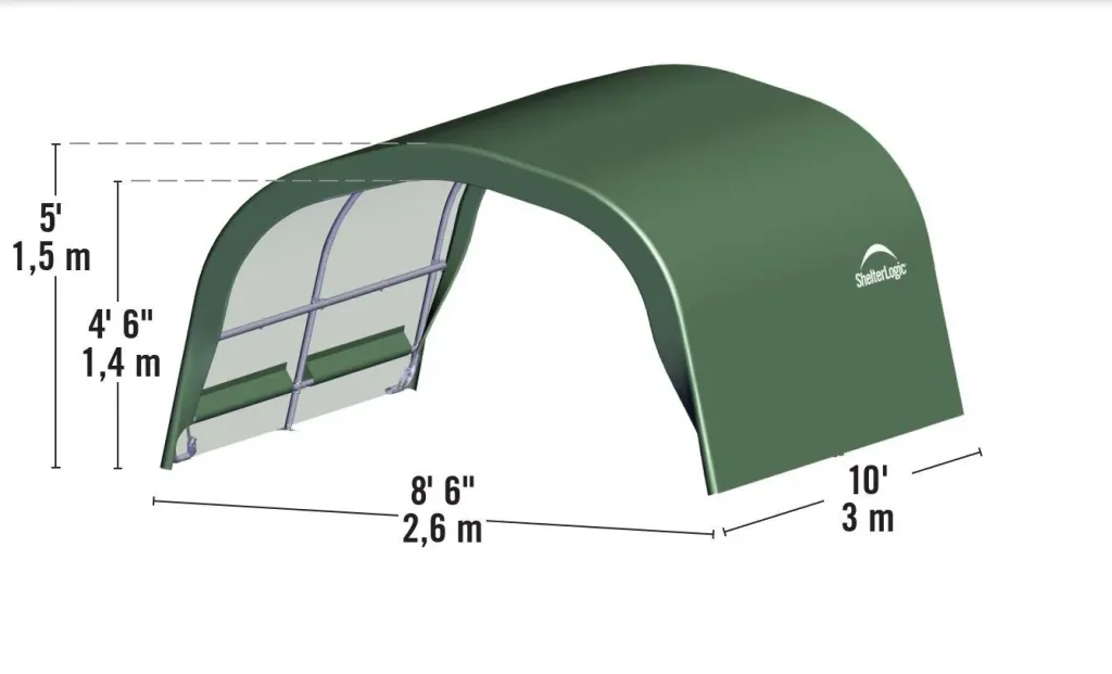 ShelterLogic Weidezelt Run-In-Shed 7,8 m² Grün, 260×300 cm – kompakter Unterstand für Weidetiere, wetterfest