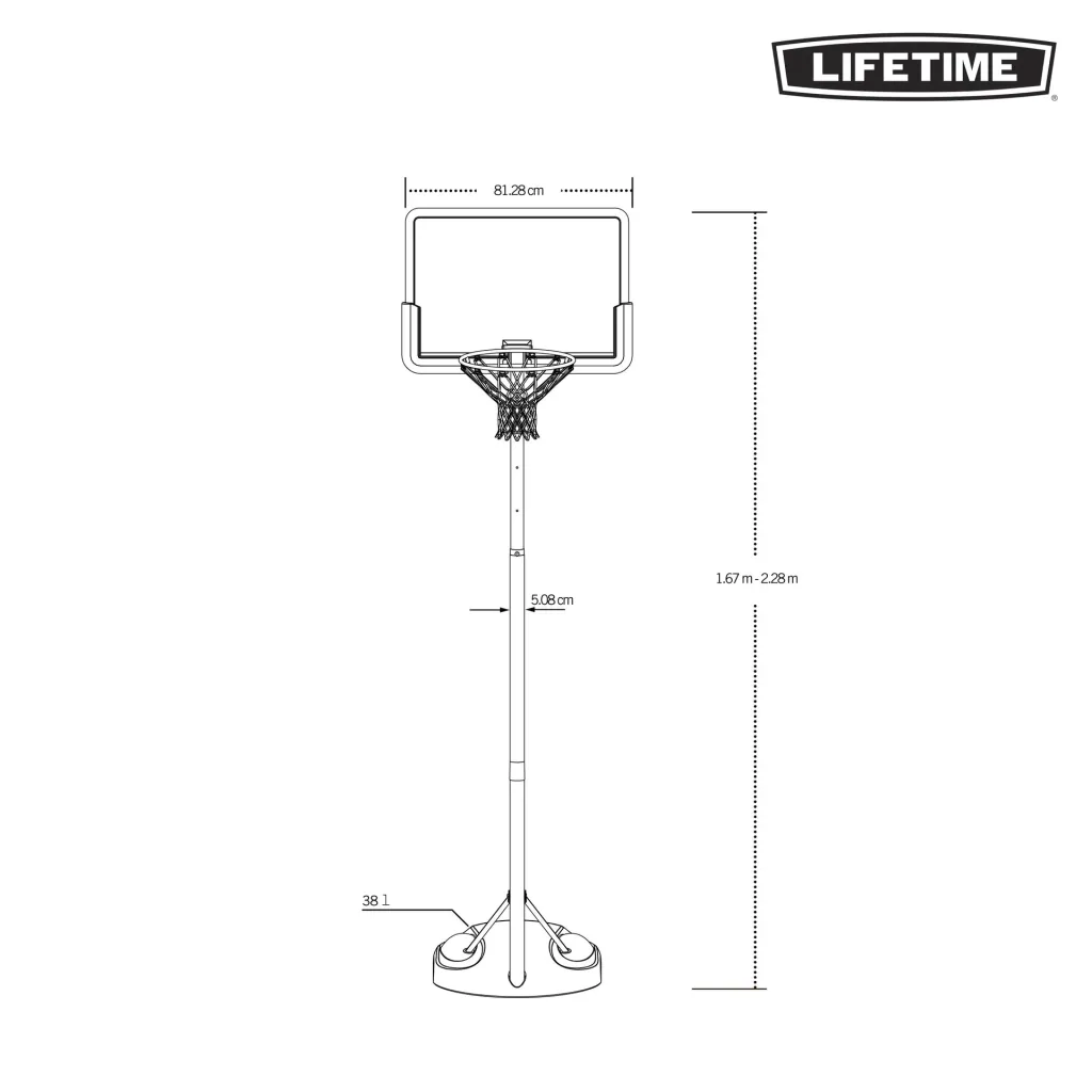 Basketballanlage Hawaii 58,5x81x167-228 cm Schwarz - Blau