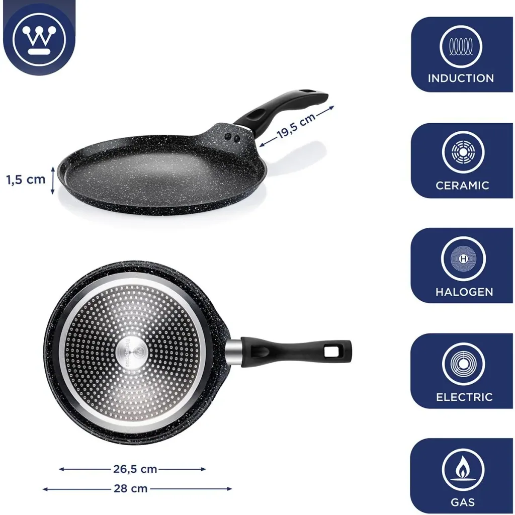 Pfannkuchenpfanne 28 cm Schwarzer Marmor